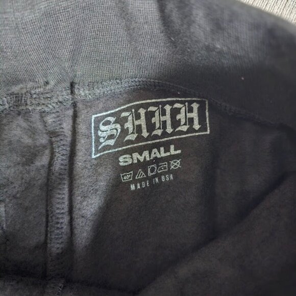 SHHH Men's Black Stop Snitching Pullover Hoodie & Joggers Trousers Size Small - Picture 12 of 12